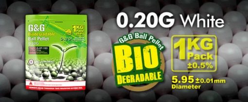 1 Kg Billes Airsoft Bio 0.20 g blanches G&G