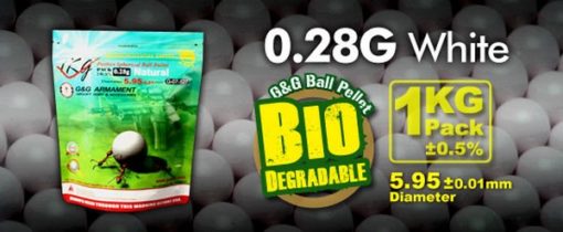 1 Kg Billes Airsoft Bio 0.28 g blanches G&G
