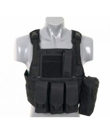 Gilet tactique noir Airsoft avec Cummerband Molle