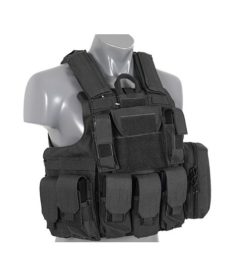 Gilet tactique noir Airsoft DUKE Multipoches