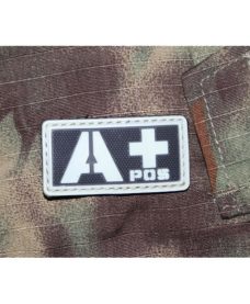 Patch militaire Airsoft Groupe Sanguin A+ noir gris