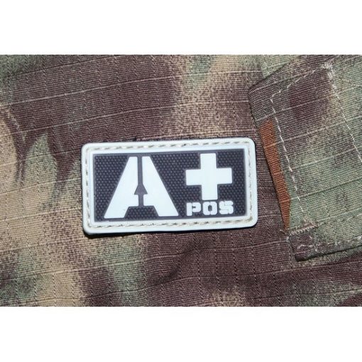 Patch militaire Airsoft Groupe Sanguin A+ noir gris