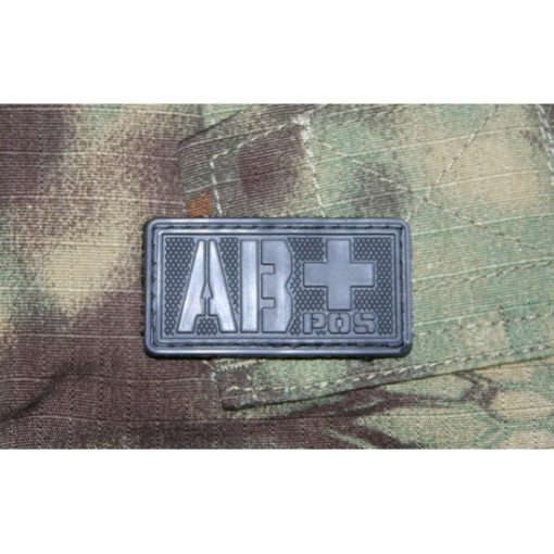 Patch militaire Airsoft Groupe Sanguin AB+ noir