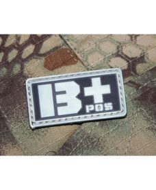 Patch militaire Airsoft Groupe Sanguin B+ noir gris