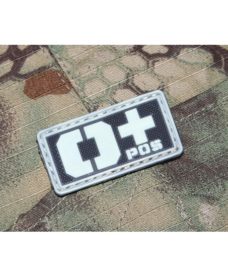 Patch militaire Airsoft Groupe Sanguin O+ noir gris