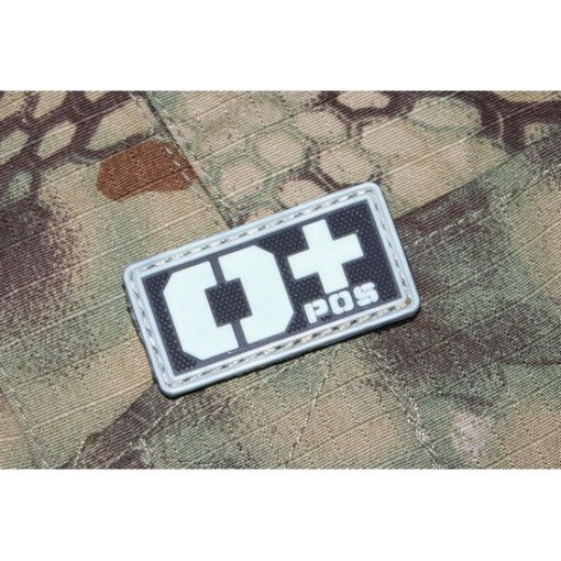 Patch militaire Airsoft Groupe Sanguin O+ noir gris