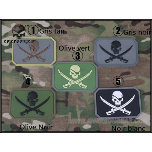 Patch militaire Airsoft Pirate gris noir