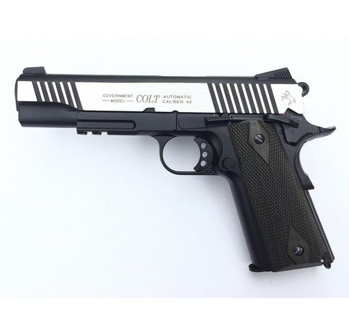 Colt 1911 rail gun bicolore culasse metal Blowback CO2 KWC