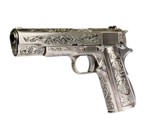 Pistolet 1911 silver Classic floral pattern GBB culasse métal WE