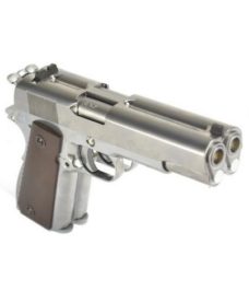 Pistolet Dueller 1911 double canon argenté GBB WE
