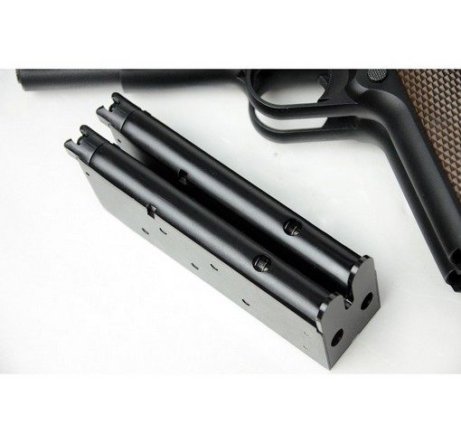 Pistolet Dueller 1911 double canon noir GBB WE