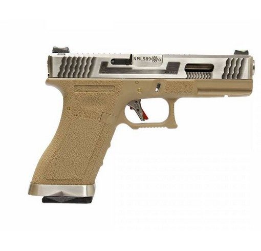 Pistolet G17 Gforce T8 argenté tan GBB WE