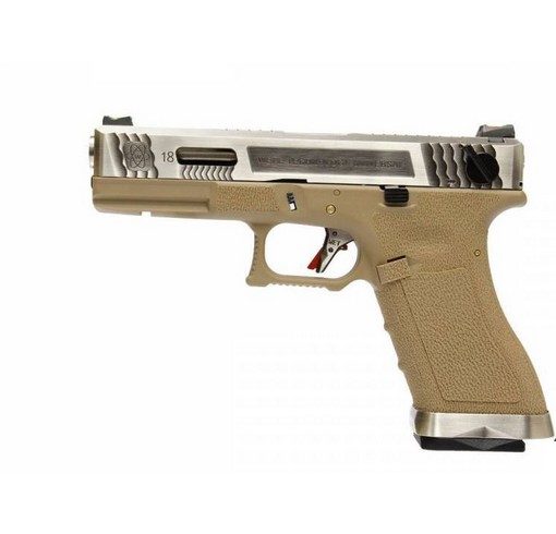 Pistolet G18C Gforce T8 argenté tan GBB WE