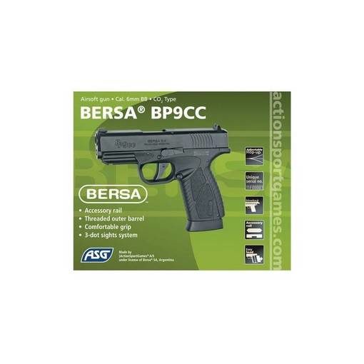 Bersa BP9CC Airsoft culasse métal CO2 GBB