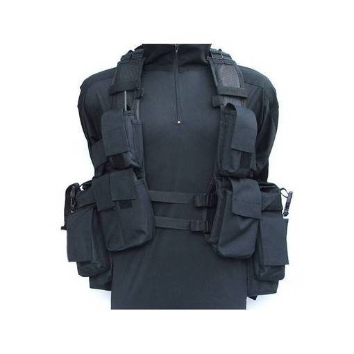 Veste tactique Airsoft noire 12 Poches