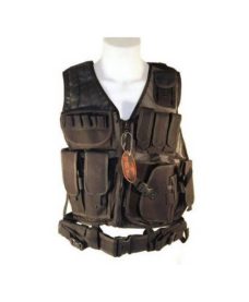 Veste tactique Airsoft Noire 8 poches holster + ceinturon