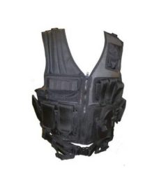 Veste tactique Airsoft Noire 8 poches holster + ceinturon