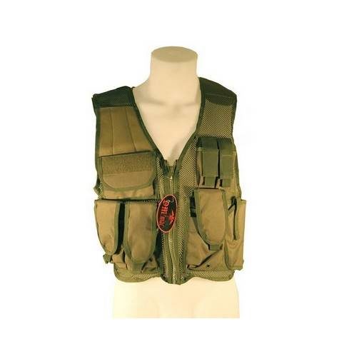 Veste tactique Airsoft Olive 8 poches holster + ceinturon