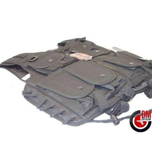 Veste tactique Airsoft SWAT Noire avec Holster