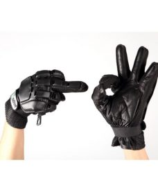 gants tactiques airsoft-cuir noir coque
