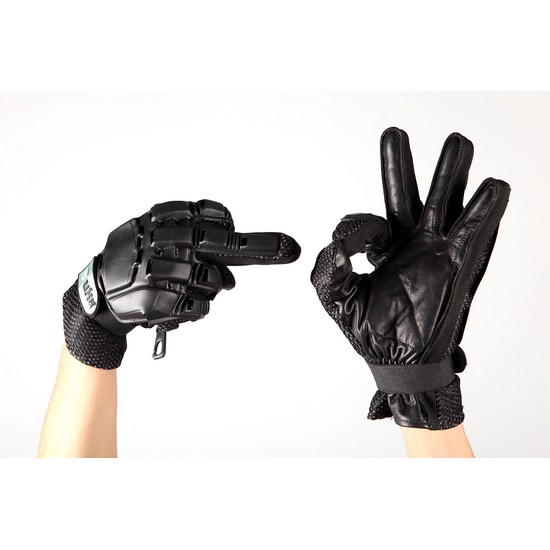 Gants cuir coque Airsoft noirs 