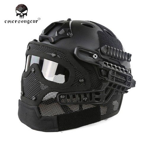 casque-airsoft-emerson-g4-pj-integral+grille-noir