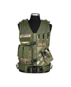 Veste Airsoft tactique Végétale 8 poches Holster