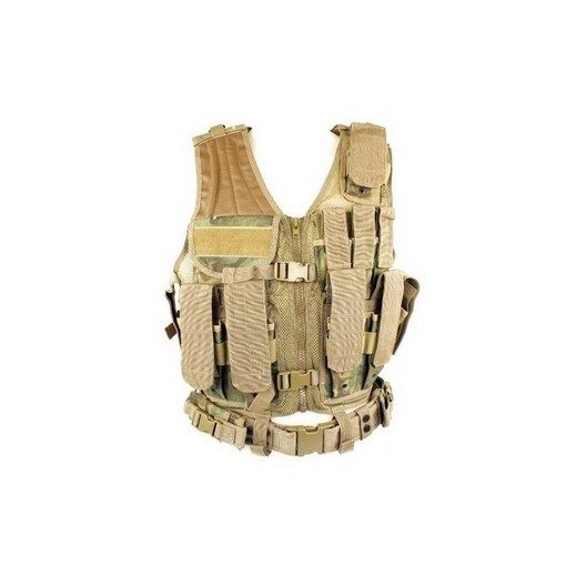 Veste tactique ARID-Woodland 8 poches Holster