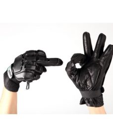 Gants Cuir airsoft coque noire taille S