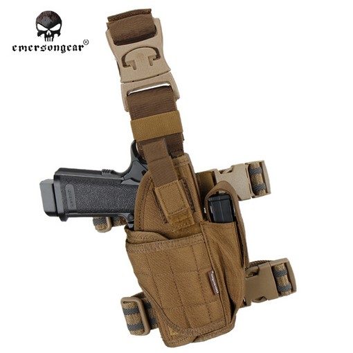 Holster cuisse Airsoft Tan + porte chargeur + poche