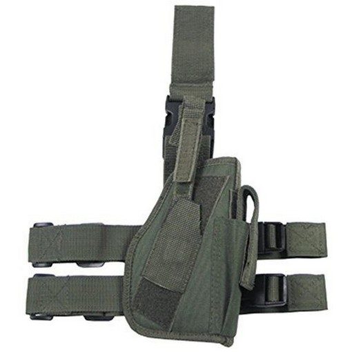 Holster cuisse Airsoft vert + porte chargeur + poche