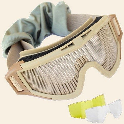 Masque Airsoft Grillage tan + 2 ecrans Umarex