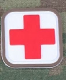 Patch Medic Square PVC Velcro Blanc Rouge