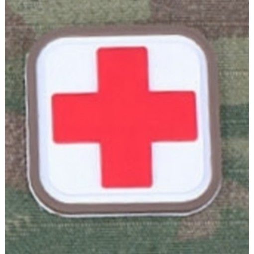 Patch Medic Square PVC Velcro Blanc Rouge