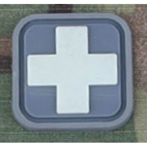 Patch Medic Square PVC Velcro Gris Blanc