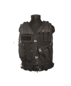 Veste tactique Noire 8 poches holster+ceinturon